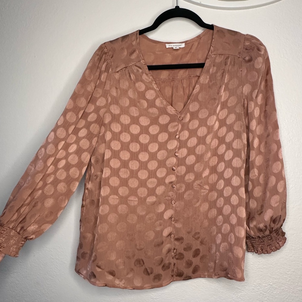 Blu Pepper Blush Polka Dot Blouse